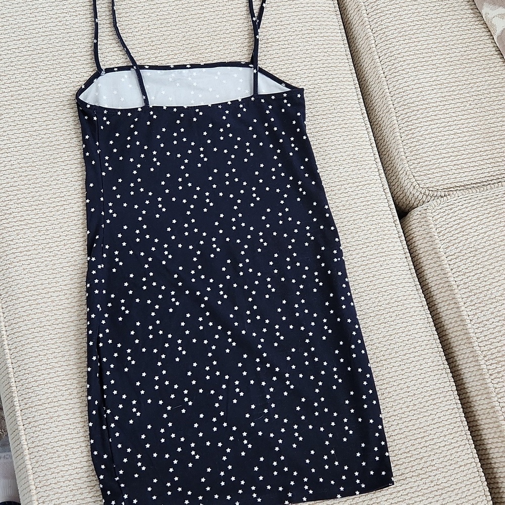 Navy Blue Polka Dot Dress, Medium - Picture 3 of 4